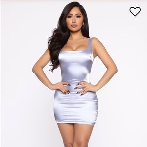Light blue sexy women satin mini dress xs size 2
